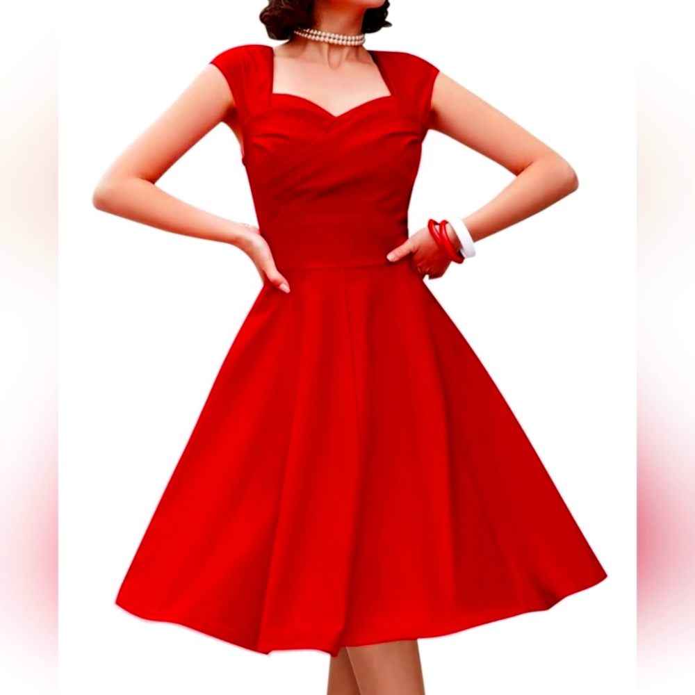 1950s cap shoulder red dress Brand new with tags size 14